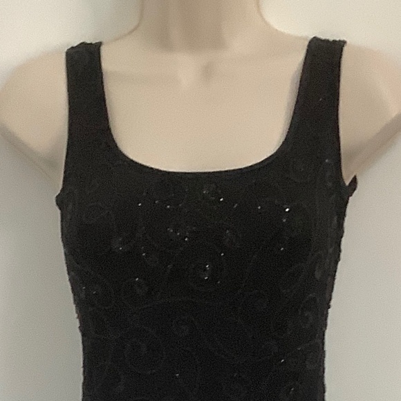 Vintage Cache Sleeveless Black fully Beaded Long Evening Gown, Size M - Picture 9 of 15